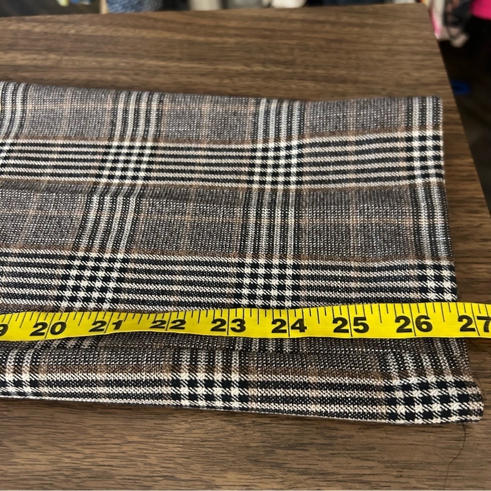 H&M Brown Plaid Trousers Size 12 Dark Academia Career Workwear Slim Straight❤️ - Picture 10 of 11